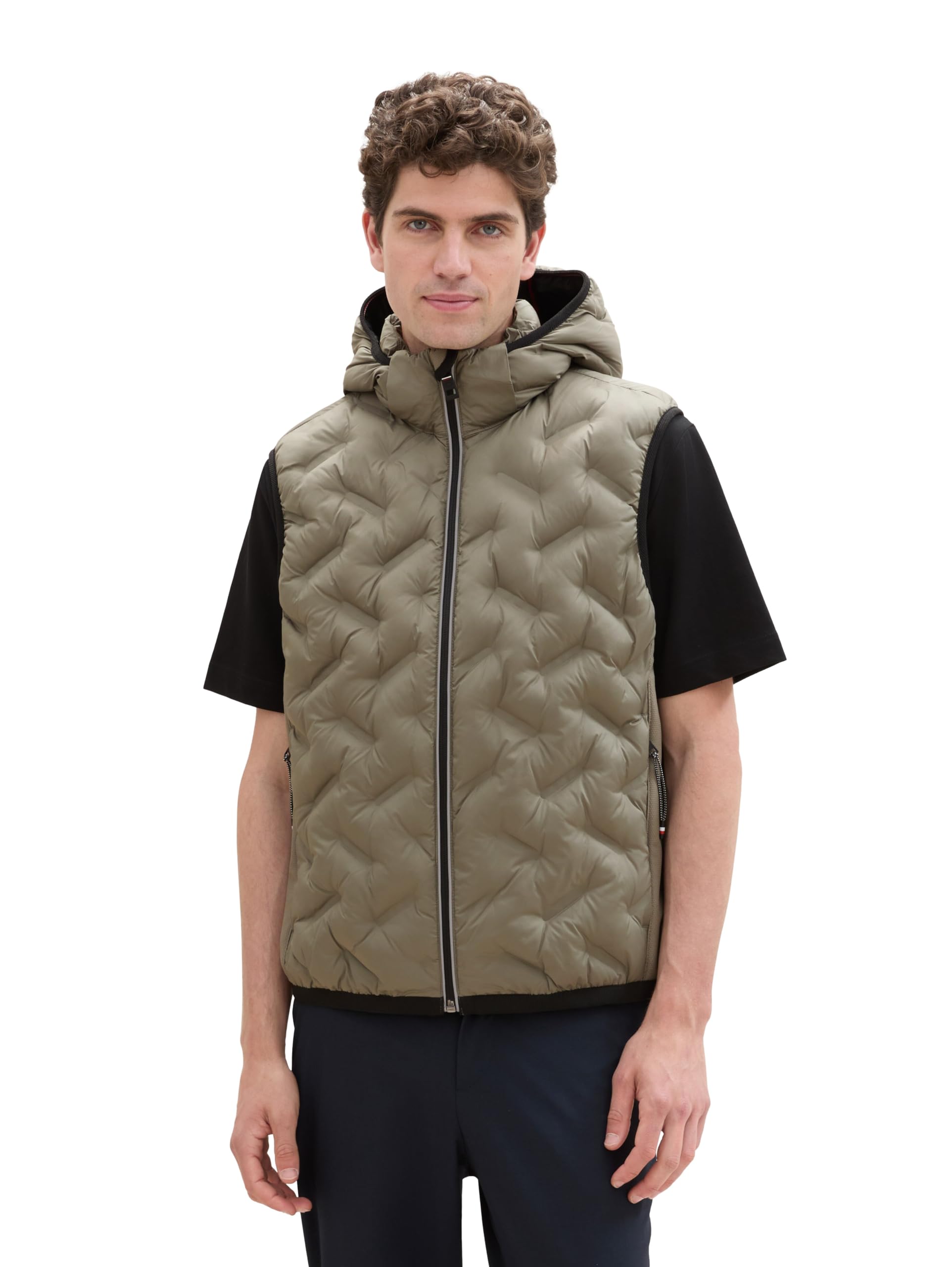 TOM TAILOR Herren 1041313 Hybrid Weste mit Kapuze (1er Pack)