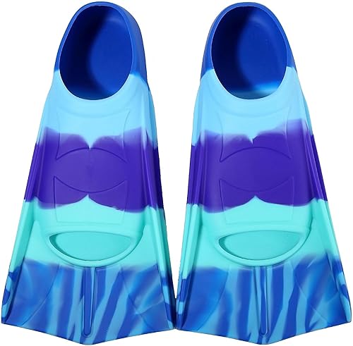 Aletas de natación para niños, aletas cortas para niños y jóvenes, aletas de natación para entrenamiento de natación para niños, niñas, niños Azul /