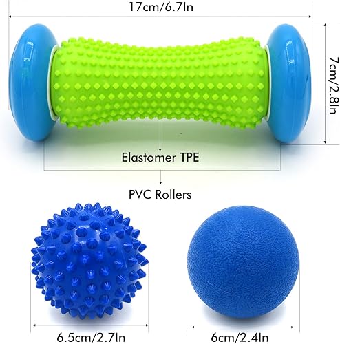 Miniatura 2 de GreenLife - Masajeador de pies para aliviar la fascitis plantar, rodillo de masaje de pies con 2 bolas de masaje firmes para dolor de espalda,