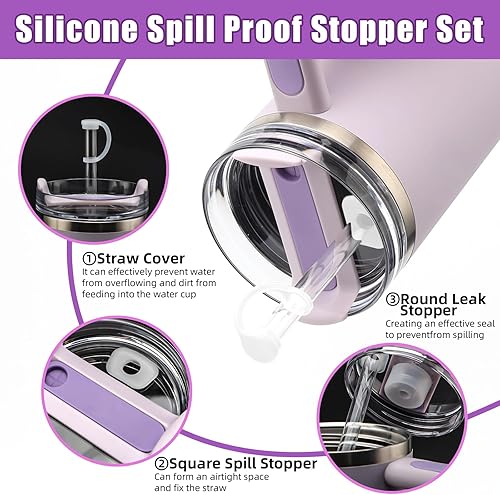 Miniatura 5 de Juego de 4 tapones de silicona a prueba de derrames para Stanley de 4030 onzas, vaso The Quencher H2.0 Flowstate con asa para Stanley, accesorios