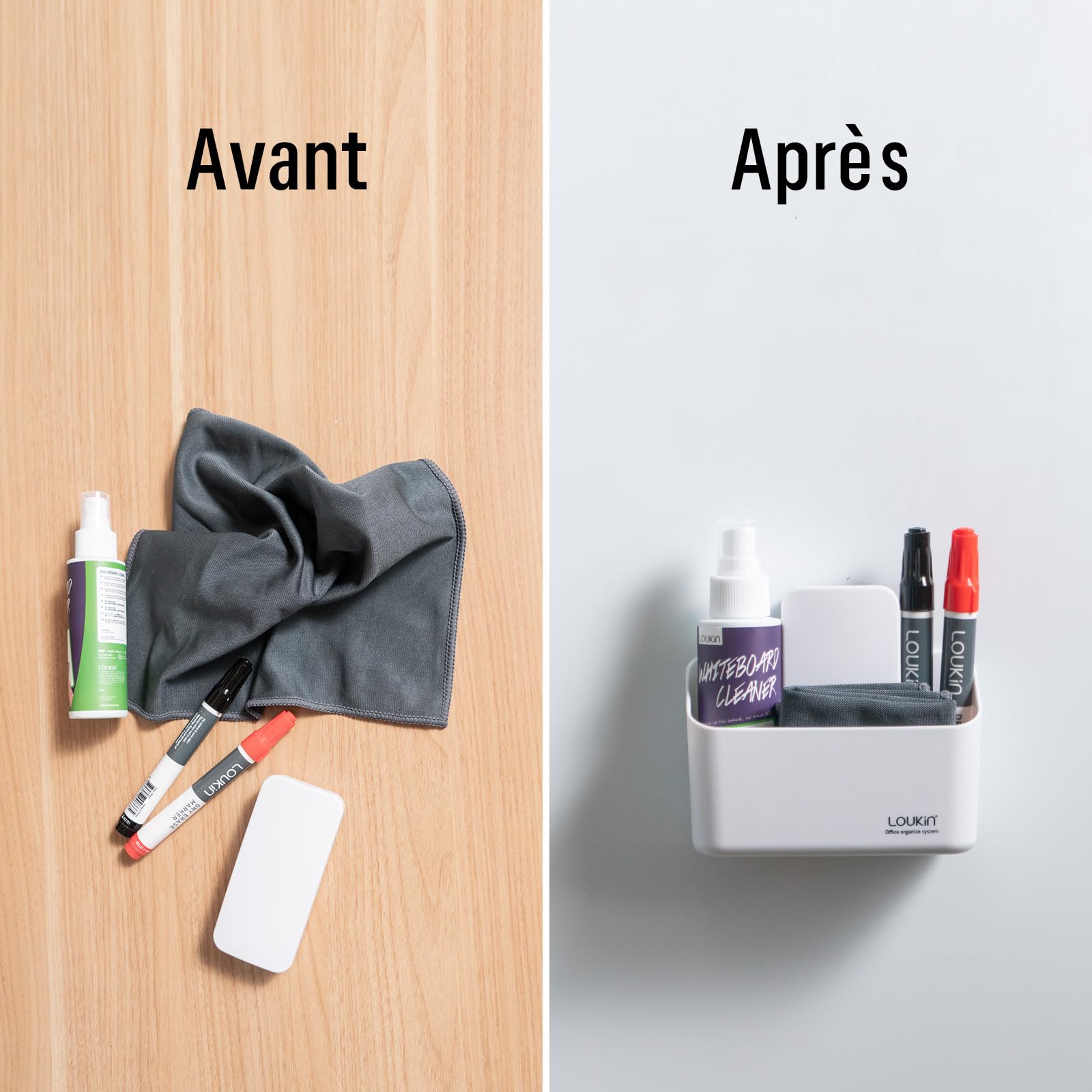 loukin Support magnétique pour marqueur effaçable à sec, support de télécommande, organisateur de rangement magnétique pour tableau blanc ou réfrigérateur (Blanc)
