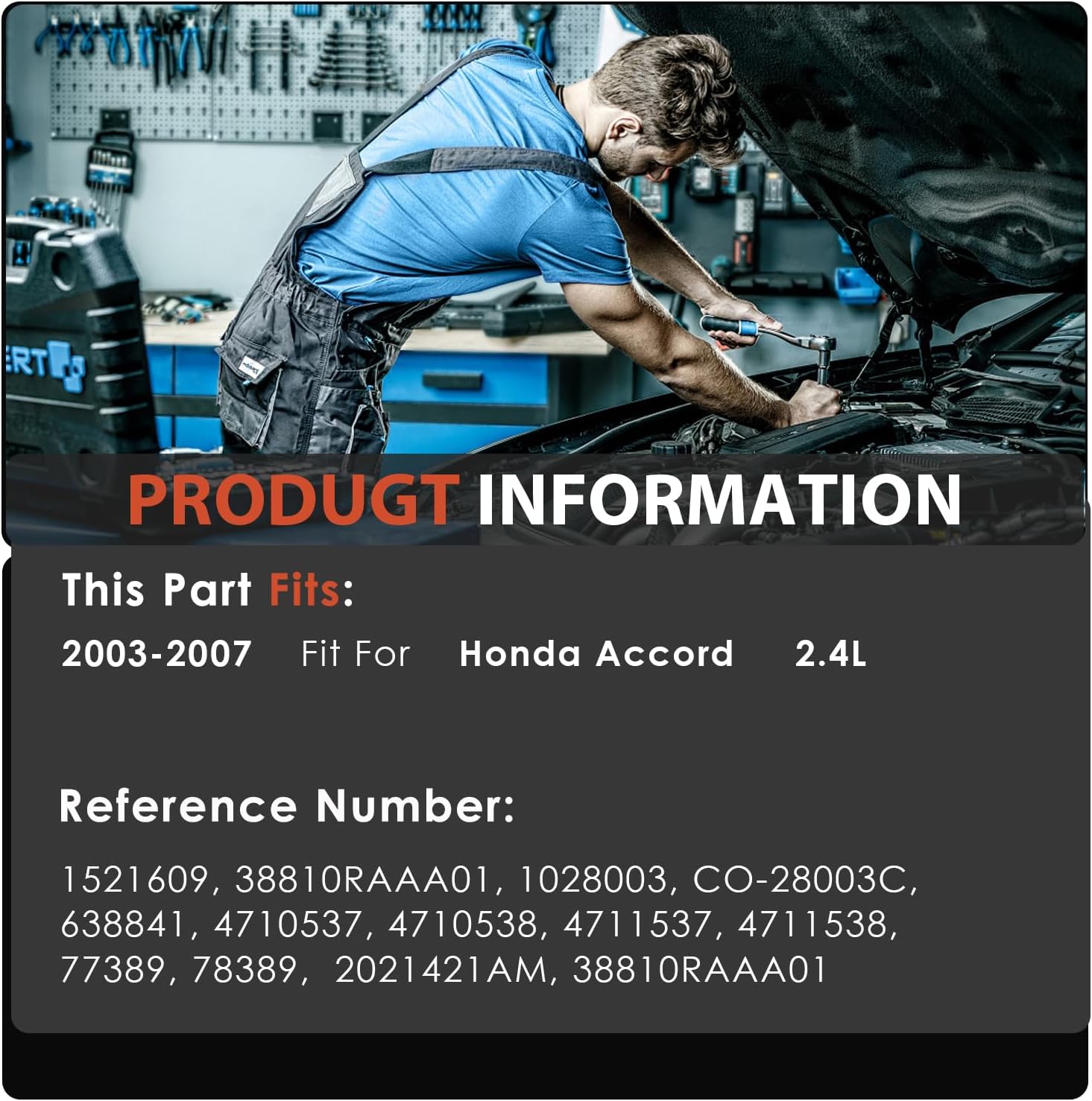 AC compressor Air Conditioning Compressor & A/C Clutch for Honda Accord 2.4 2.4L 2003 2004 2005 2006 2007, 1521609, 38810RAAA01, 1028003, 1128003