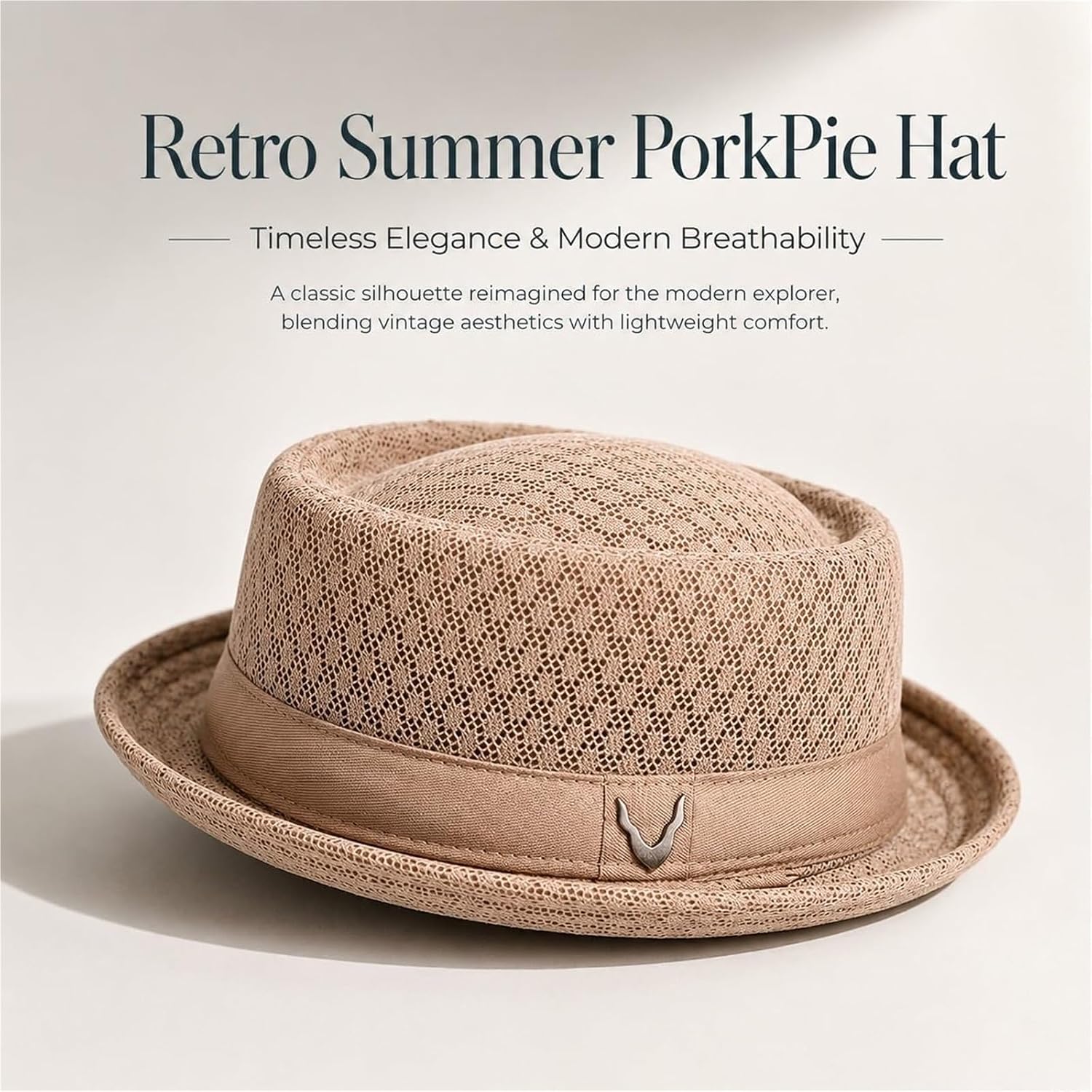 Unisex Summer Breathable Mesh Pork Pie Hat, Retro Sun, Adjustable Foldable Outdoor Protection for Men image 2
