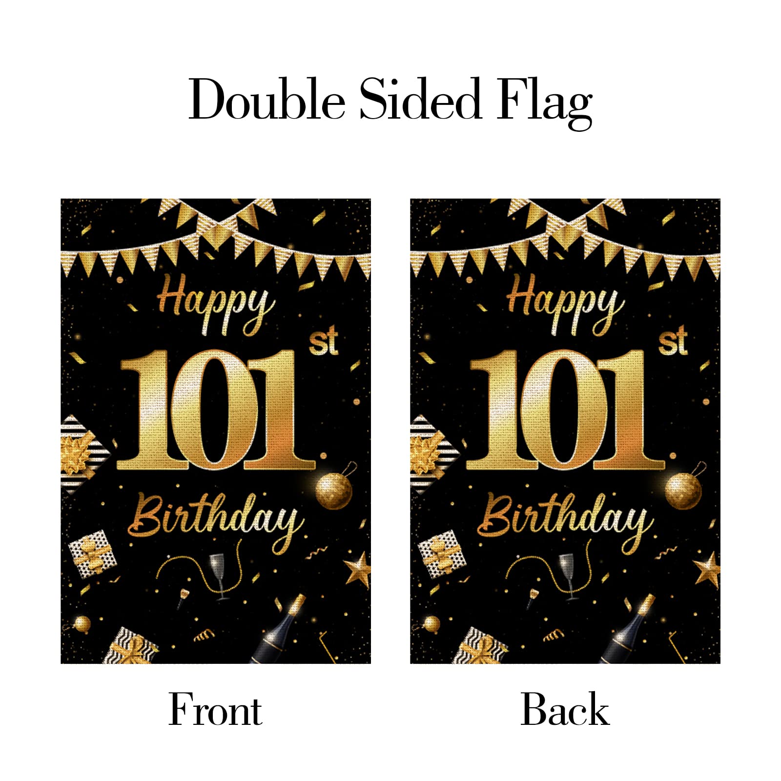 Happy New Year 2024 Gartenflagge – Doppelseitig – Für Silvester & Party-Deko