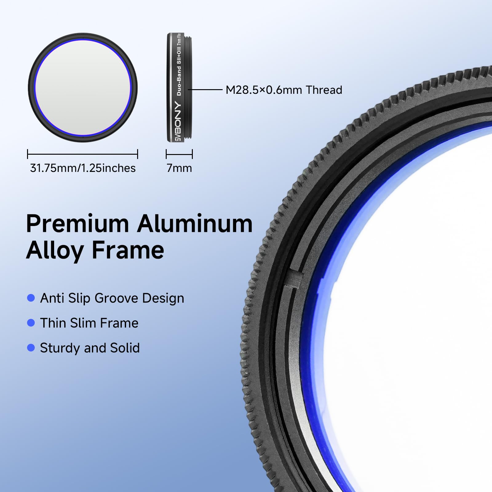Svbony SV220 Filtro para Telescopio, SII y OIII, 7 NM Doble Banda y 1,25" Filtro para Nebulosas,Accesorio para Telescopio de Profundidad de Corte OD5, Obtener Imágenes de Nebulosas de Emisión