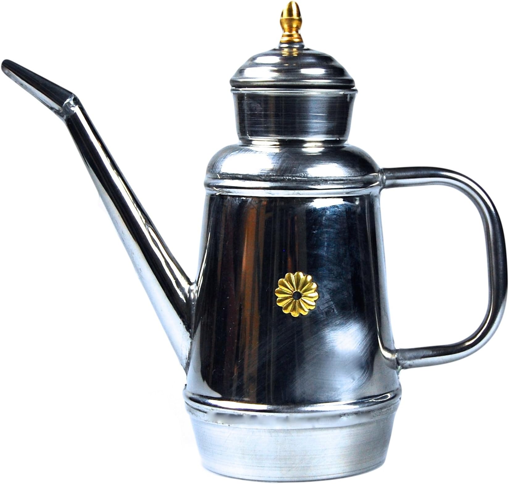 Olive Oil Cruet Traditional Oliera - 1 Liter Stainless Steel and Brass