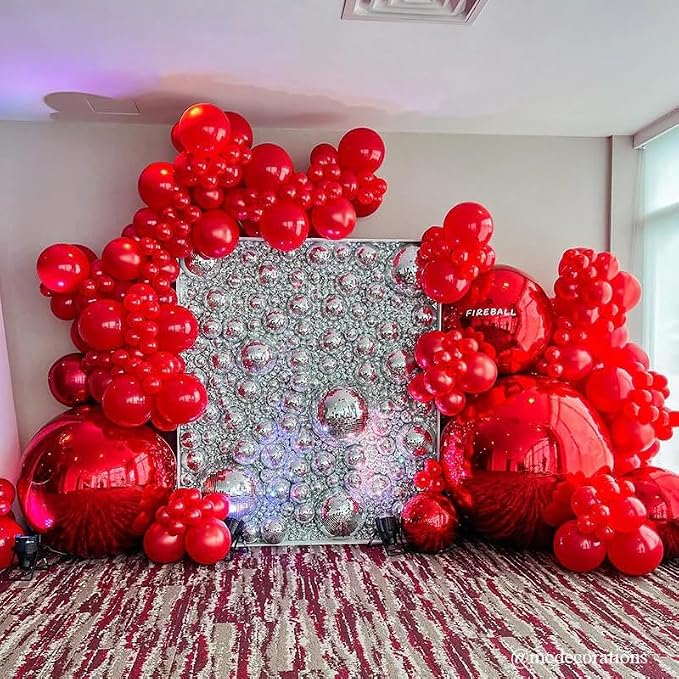 Bola Espejada Inflable PVC Rojo 3ft con Bomba miniatura 6