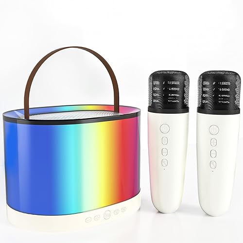 Máquina de karaoke para adultos y niños con 2 micrófonos inalámbricos, sistema de karaoke con luces portátiles, adecuado para BluetoothTFAUXUSB, disponible en Yaxa Venezuela