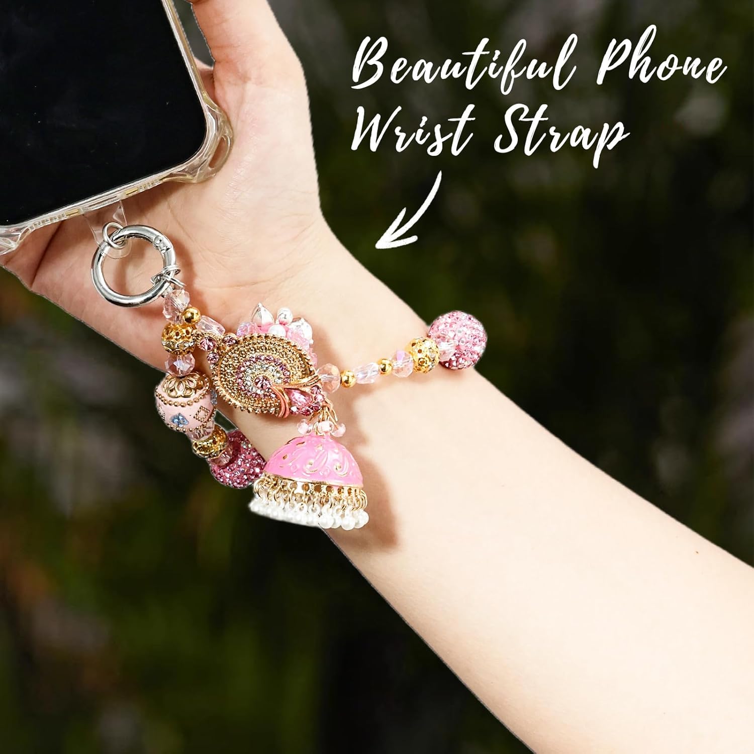 Exquisite Jeweled Phone Charms Strap Bold Phone Bracelet for Women Stylish Cellphone Accessories