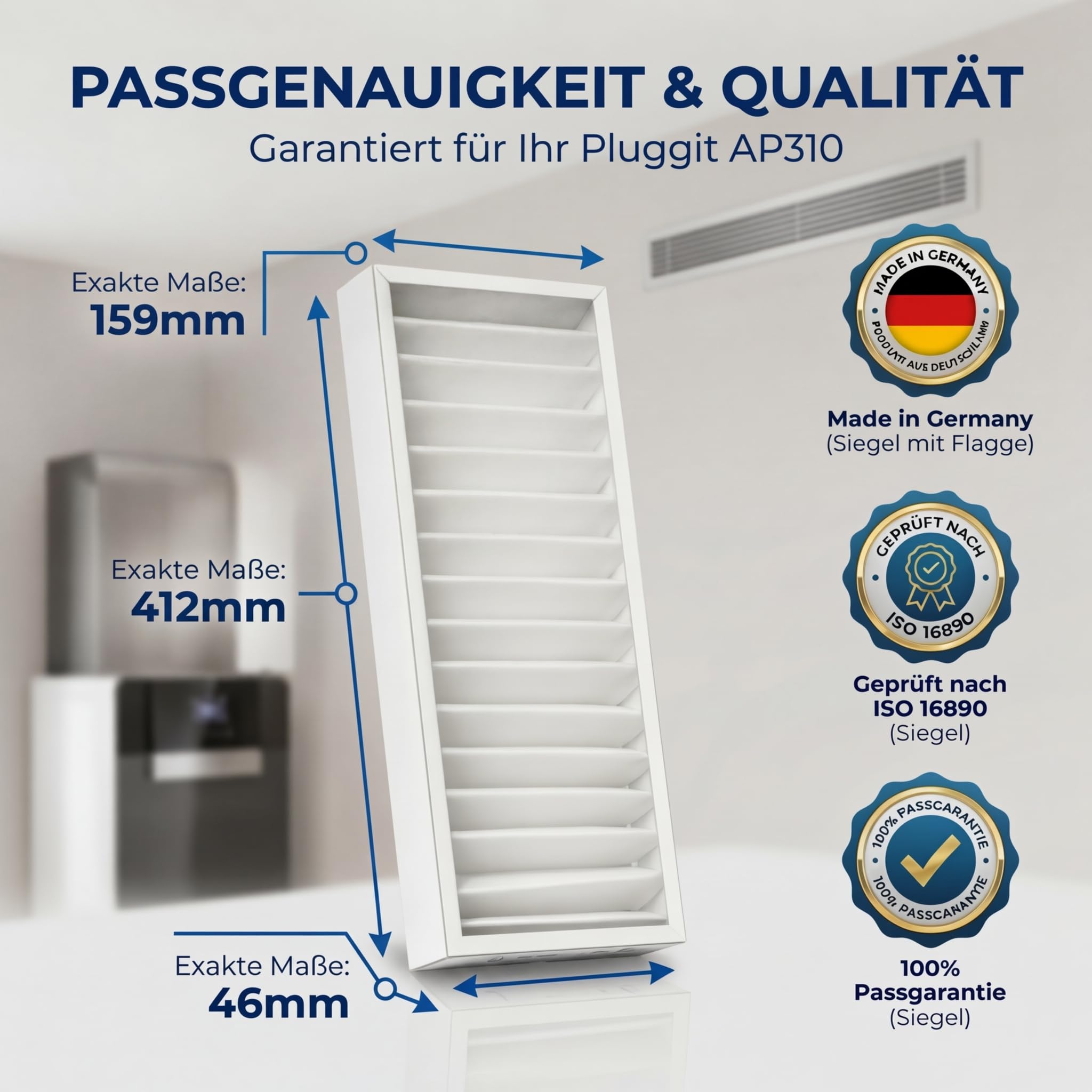 Tops Filtro per Pluggit AP310 | 4 filtri Pluggit G4 | Pluggit Filter AP310 | Sostituisce originale Pluggit APFG4-310 | Sistema di ventilazione KWL | 4 filtri G4 159 x 412 x 46 mm