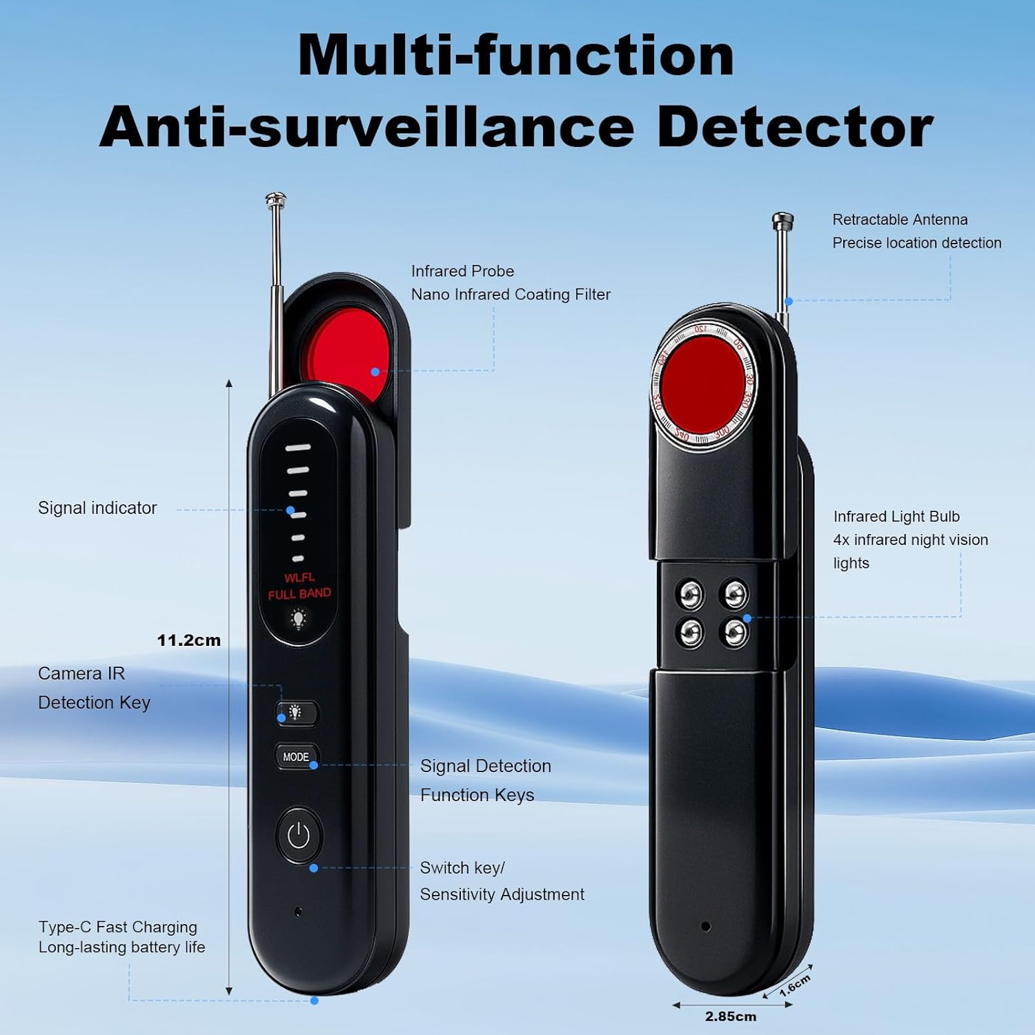 Hidden Camera Detector Hidden Bug and Camera Detector GPS Detector, Hidden Device Detector for Travel,Hotels,Home,Office,6 Levels Sensitivity - Image 2