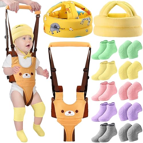 Miniatura 1 de 13 piezas de casco de seguridad para bebé, arnés para caminar con rodilleras antideslizantes para gatear, calcetines para niños pequeños, 2