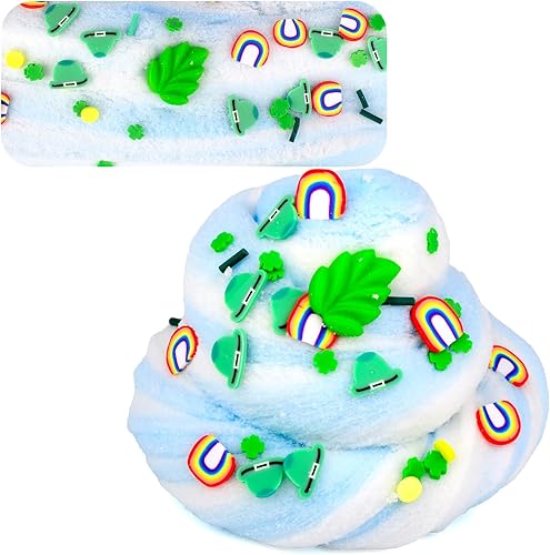 Miniatura 6 de Paquete de 2 paquetes de limo de nube, con dijes de cereza roja y hojas de menta, limos perfumados para niñas y niños, recuerdos de fiesta, juguetes