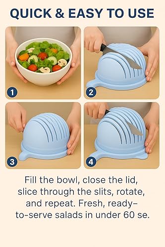 Vista 9 de Dependable Industries inc. Essentials Cortador de ensaladas rápido, cortador de ensalada, corta en dados rápidamente frutas y verduras, comidas