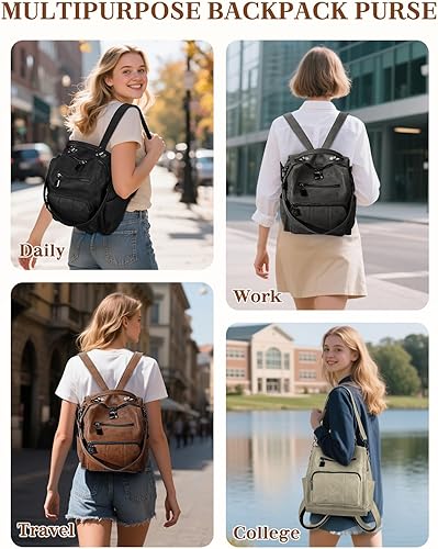 Miniatura 6 de Bolso tipo mochila para mujer, RAVUO de piel sintética, mini mochila de moda para mujer, tres formas de llevar, S