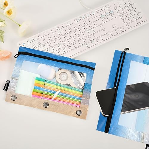 Vista 136 de ALAZA Estuche para lápices para carpeta de 3 anillas, carpetas con estampado de vacas, bolsas para lápices con ventana transparente con cremallera