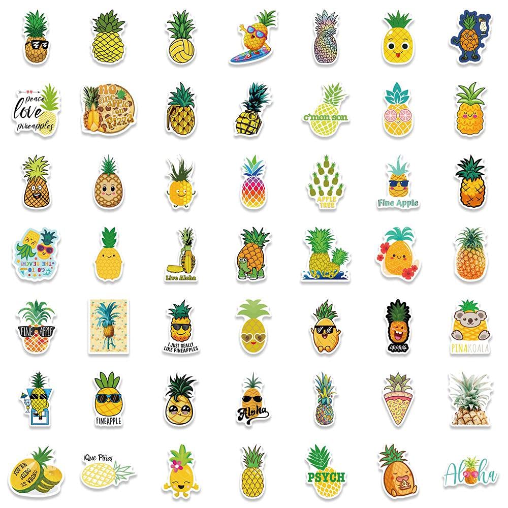 100 szt. naklejka kreskówka ananas graffiti wodoodporne naklejki opakowanie na laptopa butelki wody deskorolkę walizkę motocykl gitara naklejki dekoracja