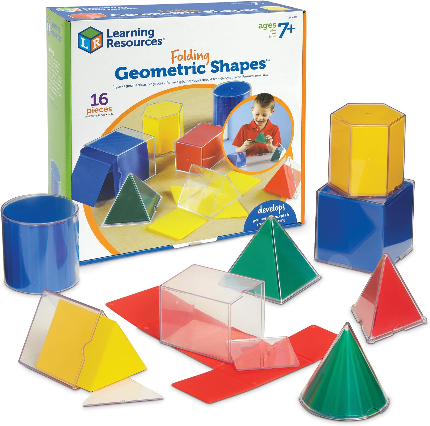 Learning Resources Folding Geometric Shapes Set - Classroom Must Haves, Teacher Supplies, Geometry Game, Pattern Blocks, Homeschool, 3D School Figures for Teaching, Math Manipulatives Essentials, Ages 7+