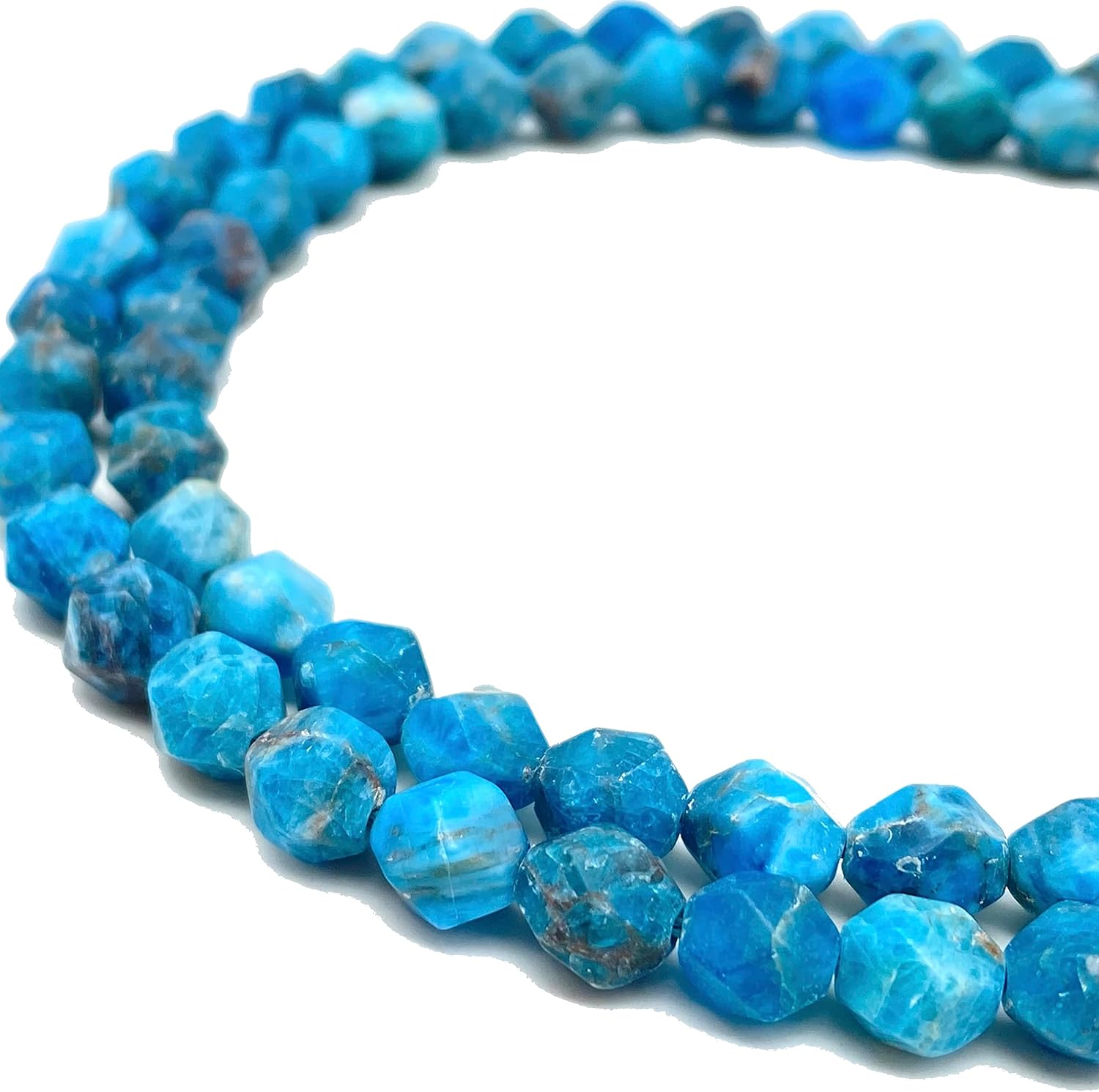 ABCGEMS MatteFinished Brazilian Blue Apatite Beads (A Mesmerizing Cutting Technique
