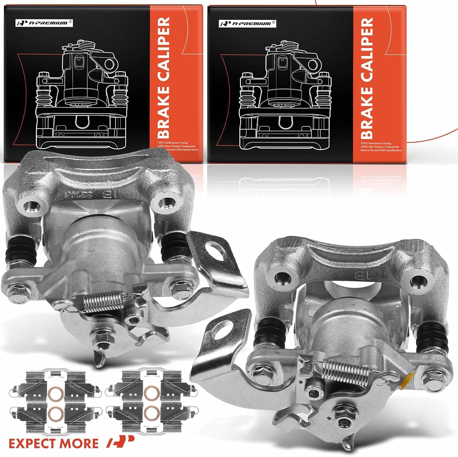 A-Premium Disc Brake Caliper Assembly with Bracket Compatible with Select Scion Models - xB 2008 2009 2010 2011 2012 2013 2014 2015 - Rear Driver and Passenger Side, 2-PC Set