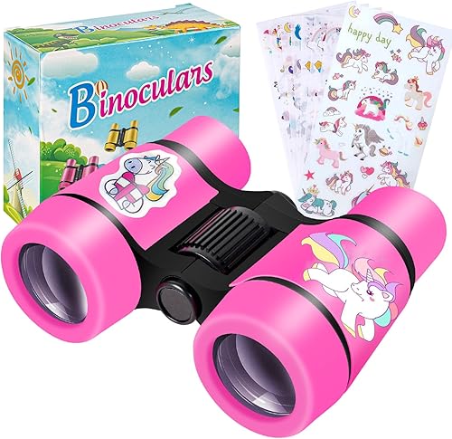 Miniatura 1 de Prismáticos para niños con calcomanías de unicornio, regalos para niñas de 3, 4, 5, 6, 7, 8, 9 años o más, binoculares para niños y niñas, juguetes