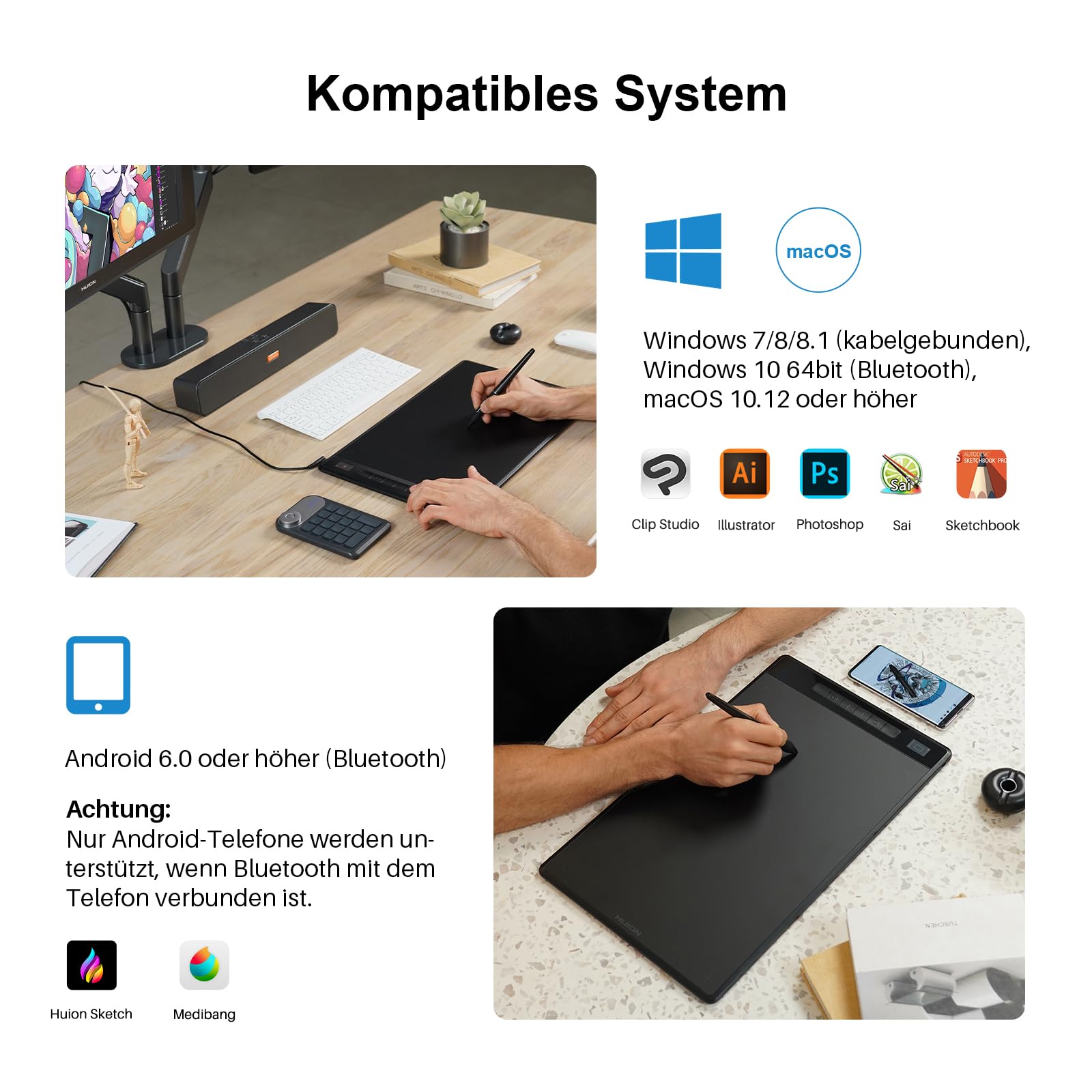 HUION Inspiroy Giano G930L Grafiktablett Bluetooth, mit Intelligentem Mini-LCD-Bildschirm und Batterielosem PW517-Stift mit 8192 Druckstufen, 13,6 Zoll Kabelloses Zeichentablett für Designer Künstler