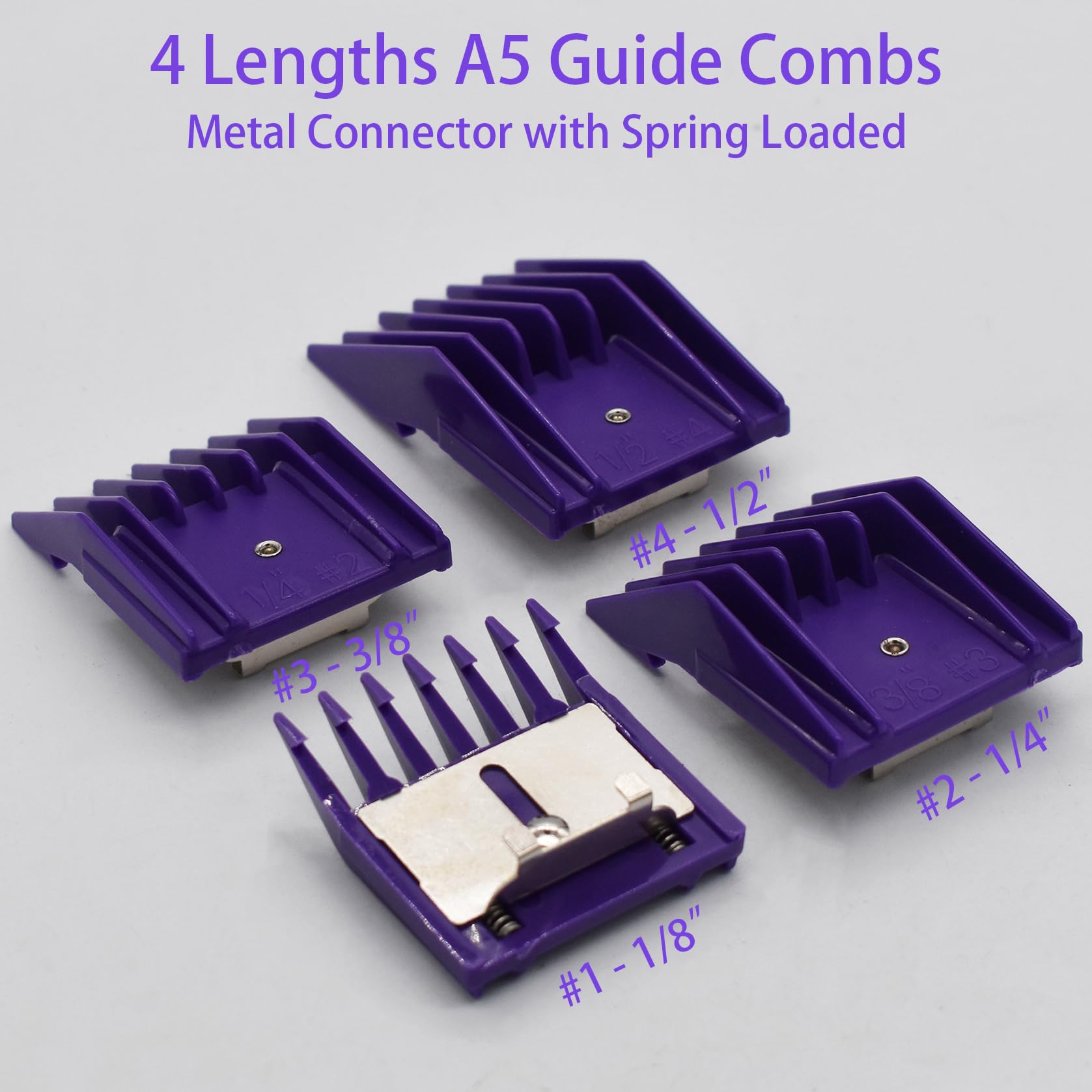4 Pieces Professional A5 Style Hair Clipper Attachment Guard Guide Cutting Combs Set 76926-900, 1/8", 1/4", 3/8", 1/2" - Image 2