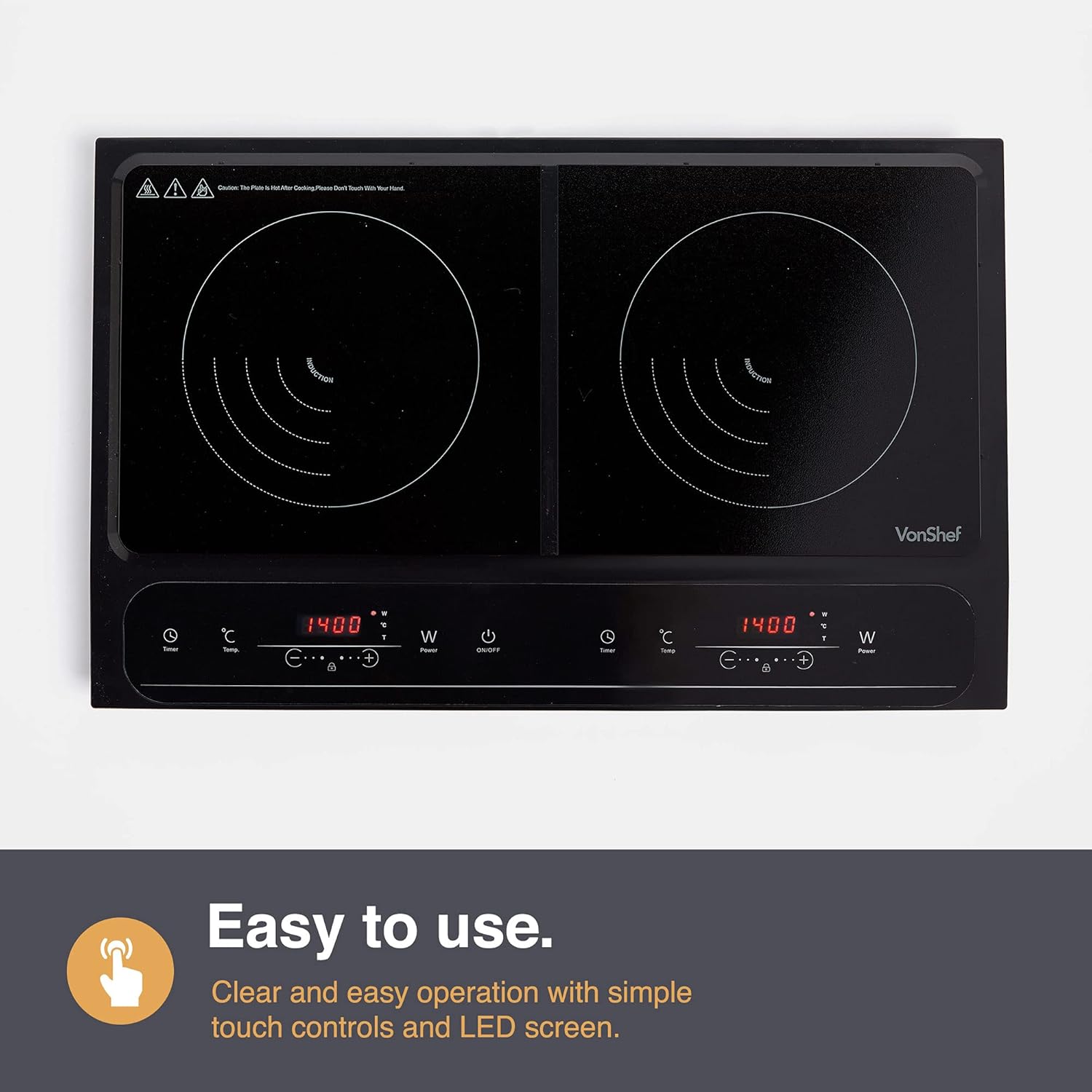 Easy to use VonShef Dual Induction Cooktop