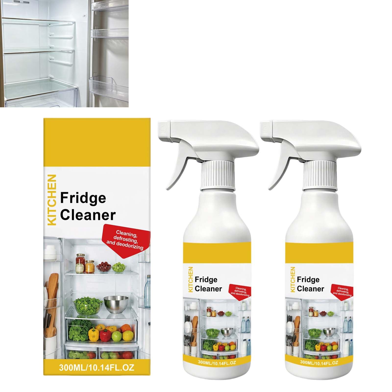Küchen- und Kühlschrankreiniger-Spray, Schnellauftau- und Eisentferner, vielseitig einsetzbar für Haushaltsgeräte, entfernt hartnäckige Fette, Schmutz Rückstände, streifenfreier Glanz, geeignet (2PCS)
