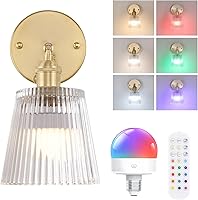 Vista 31 de Juego de dos apliques de pared vintage a pilas, aplique de pared inalámbrico con rosa a pilas con control remoto, luz LED de pared RGB regulable