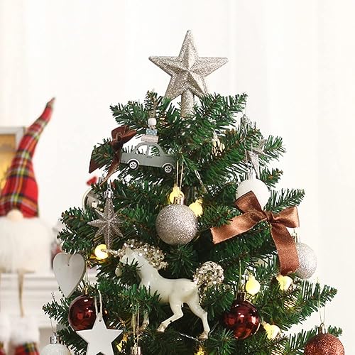 Miniatura 3 de Generic Mini árbol de Navidad de 19.7 pulgadas con luces LED y estrella superior, verde, cloruro de polivinilo