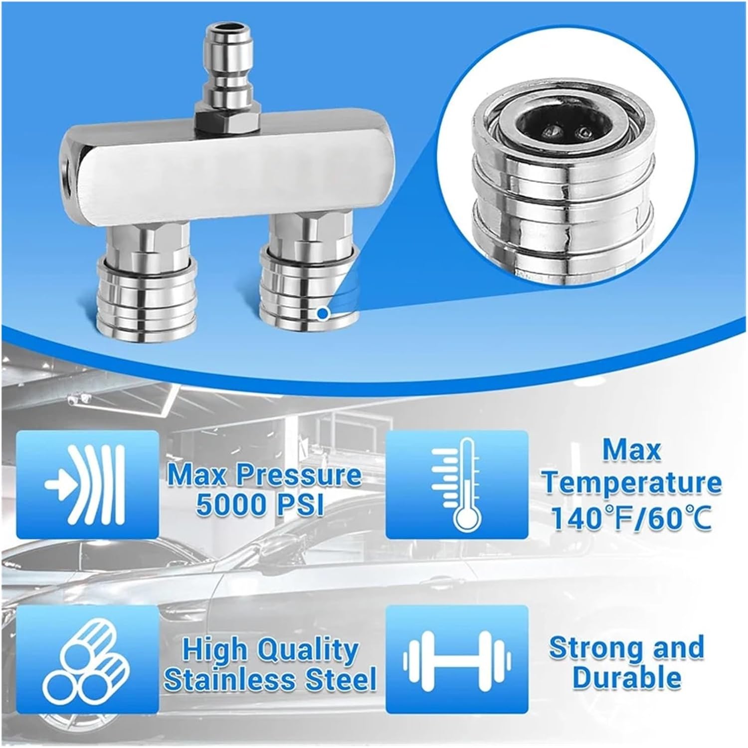 High-Power Pressure Washer Tip, 2-in-1 Power Washer Nozzle Tip Stainless Steel 1/4" Quick Connector 4000PSI