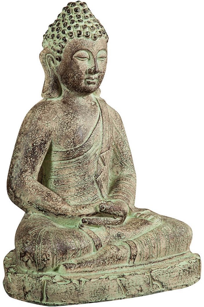 Biscottini Statua buddha 48X36X68 cm - Buddha statua in resina - Buddah da arredo color oro anticato - Statua buddha grande arredo interno ed esterno