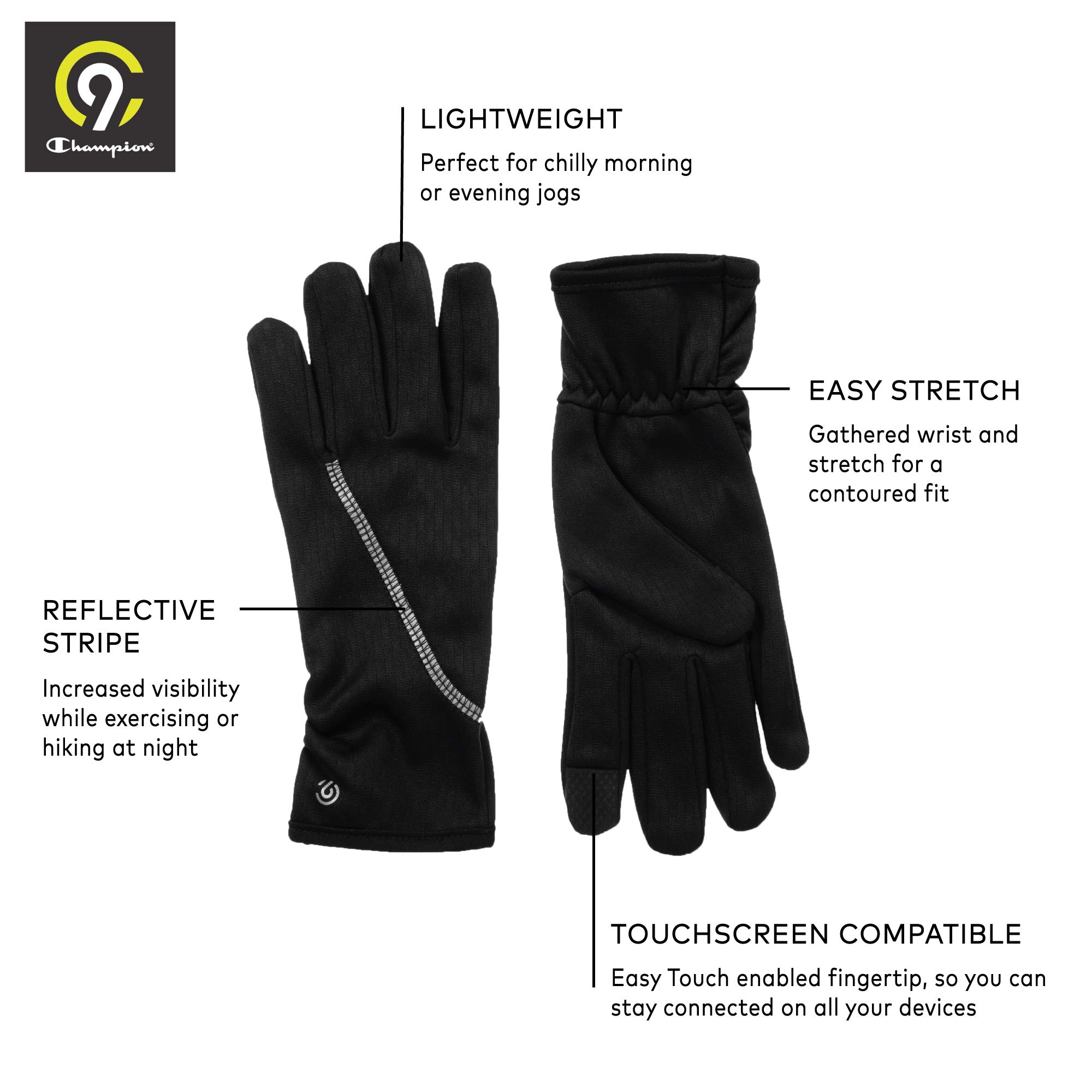 C9 Champion Damen Handschuhe für kaltes Wetter, Schwarz (gesteppt), L/XL