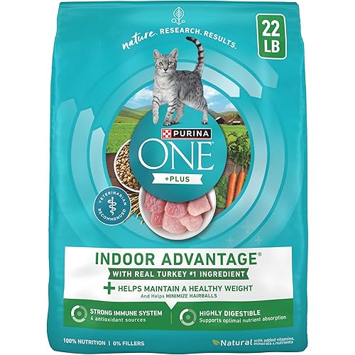 Purina ONE Natural, Low Fat, Weight Control, Indoor Dry Cat Food, +Plus Indoor Advantage - 22 lb. Bag