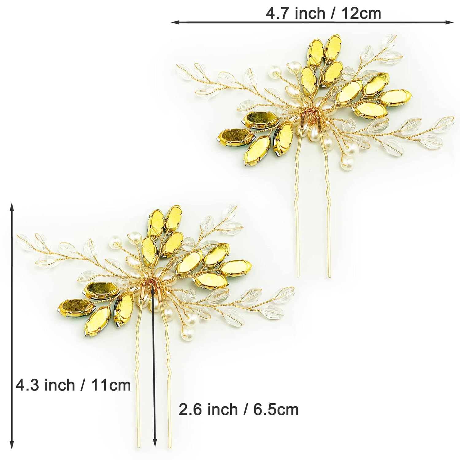 Crystal Wedding Hair Pins Pearl Rhinestone Flower Bridal Hair Pieces Decorative Accessories for Women and Girls (Pack of 2) (Green) - Image 5