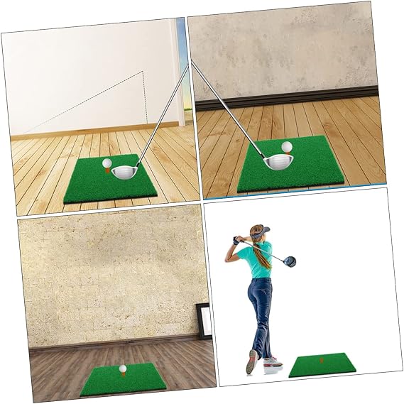 Happyyami Golf Training Hitting Mat 30x30cm Nylon Grass Simulation Pad for Indoor Outdoor Swing Practice Backyard Golf Training Equipment