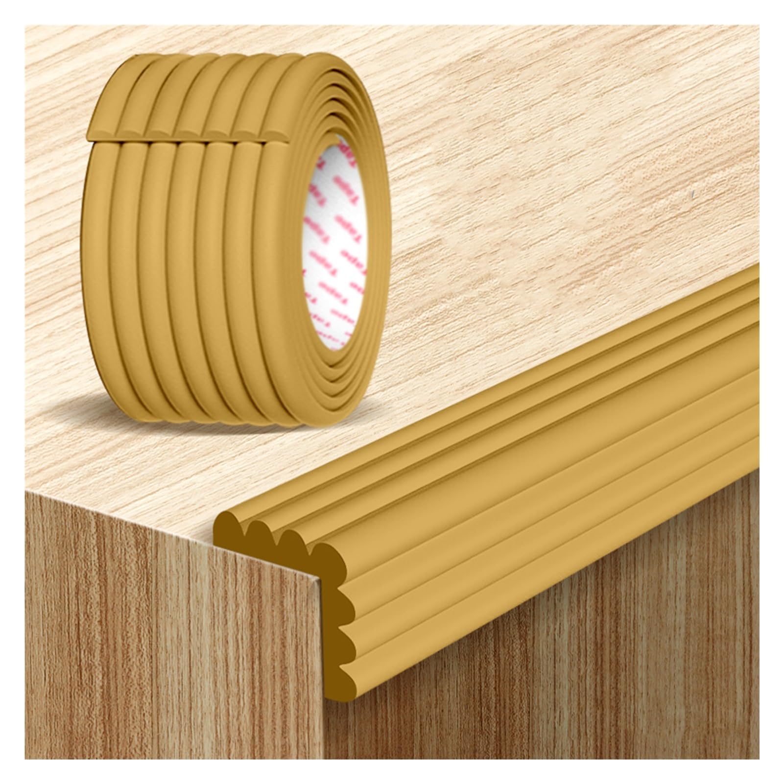 YNBSHGAA Foam edge protectors, Sharp Corner Guards Bumpers Protective Foam Cushion, Proofing Pole Strips Coffee Table Furniture,Woody-5pcs