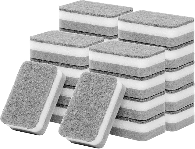 Kitchen Cleaning Sponges, Cleaning Sponges in Bulk, Non Scratch Sponges for Dishes PadOdor-Free Scouring Pad Suitable for Washing Kitchen ,Dishes, Bathroom Dishwashing Sponge Along 24 PCS