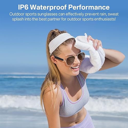 Miniatura 4 de Lentes inteligentes para hombres y mujeres, gafas de audio Bluetooth con altavoces, lente polarizada UV400, soporte de carga rápida, control táctil