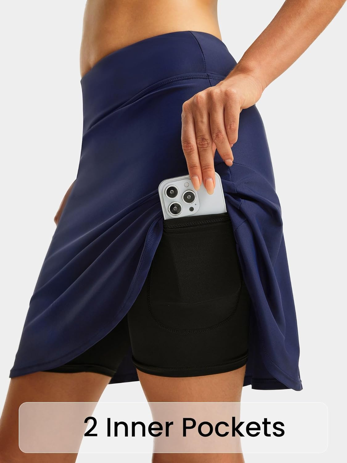 FitsT4 Sports Women's 20" Long Swim Skirt Modest Beach Skorts with Pockets Tummy Control Swim Bottoms High Waisted Swimsuit - Image 6