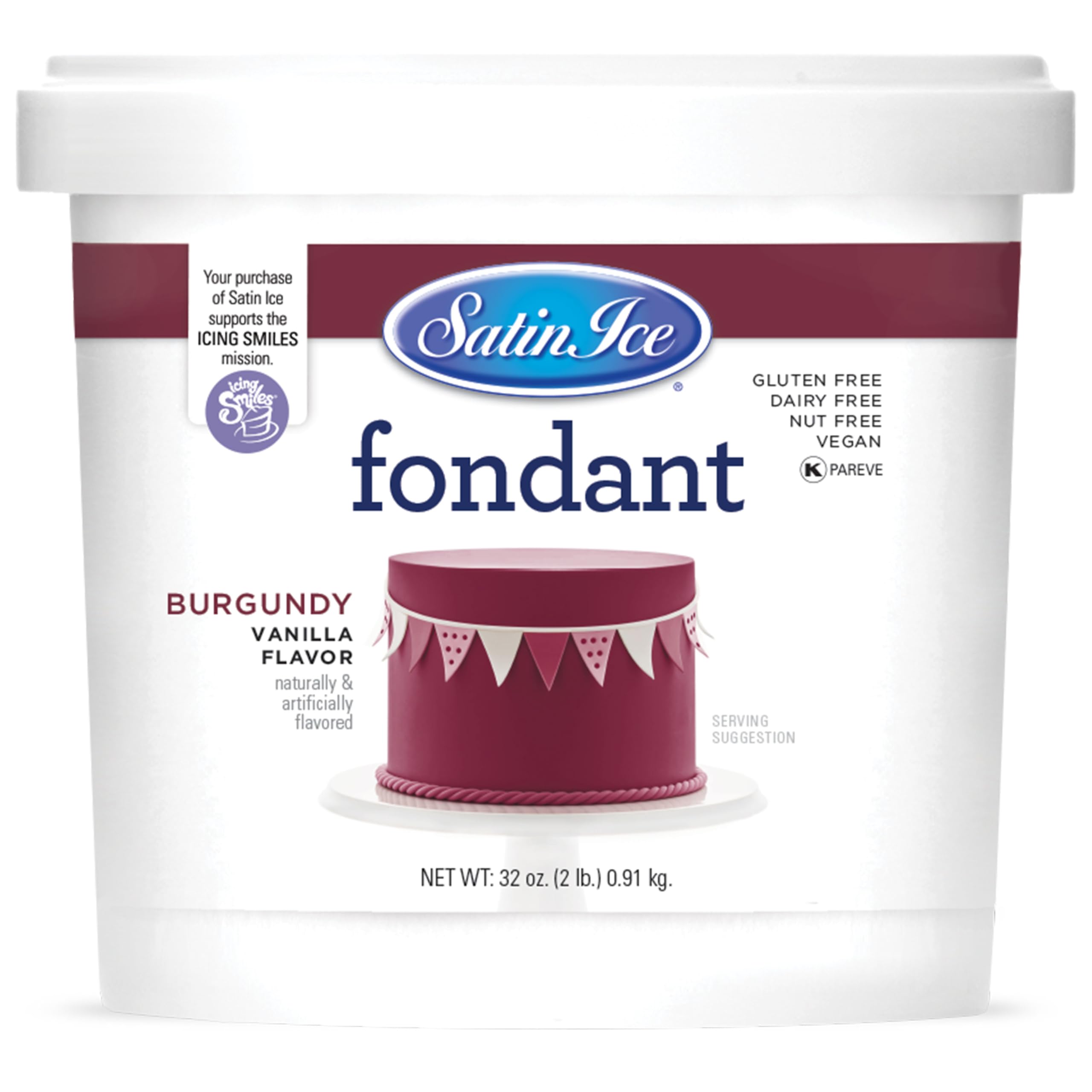 Satin Ice Fondant for Cake Decorating, Burgundy (2 Pound)