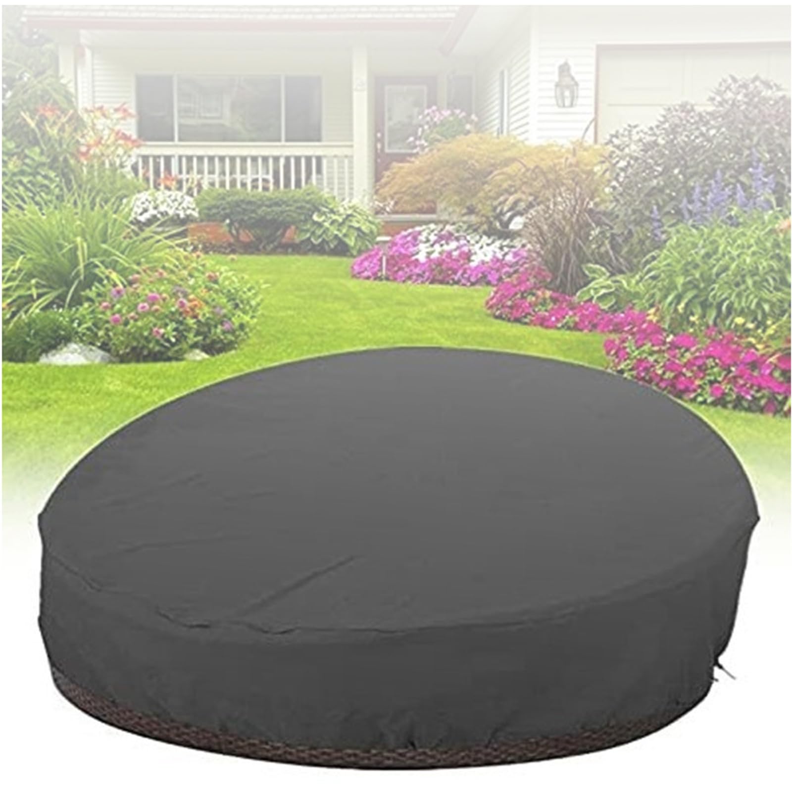 Outdoor Rattan Daybed Cover, 210D Oxford Round Sun Island Cover Protective Waterproof for Garden Furniture , Patio Wickers Sun Lounger Daybed Protection With Drawstring(Size:190*89cm,Color:Black)
