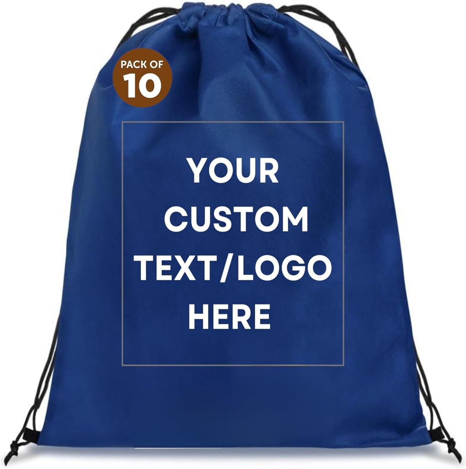 HANDSY Non-Woven Custom Drawstring Bags - Personalized Drawstring Backpack- Custom Bags with Logo for Traveling,Gym and Everyday Use (10, Black)