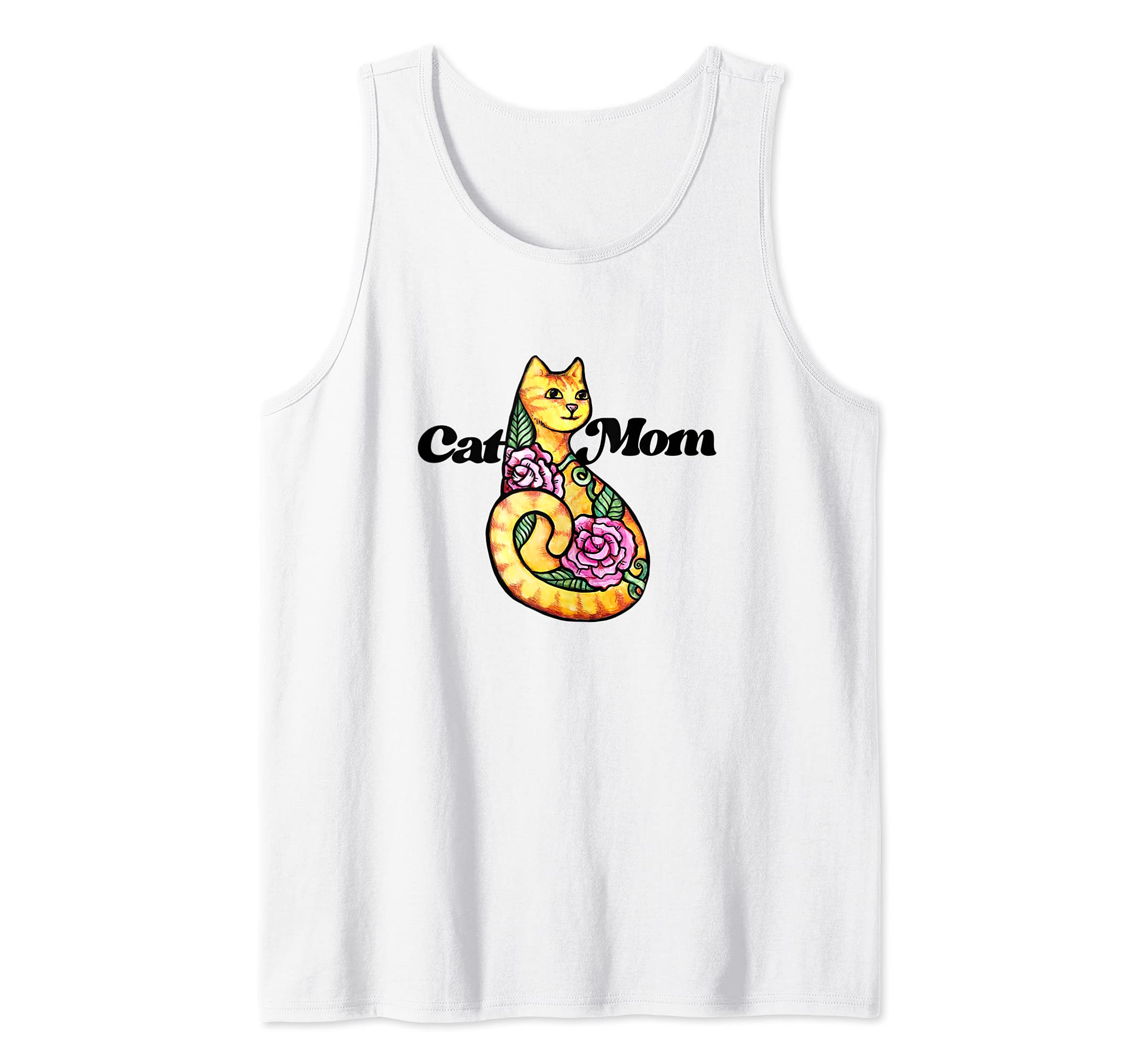 Cat Mom funny cat person Tank Top, White