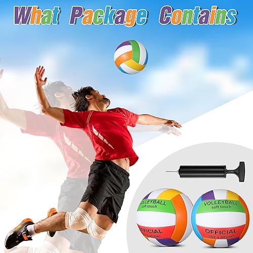Miniatura 3 de Lenwen Paquete de 2 pelotas de voleibol de tamaño oficial 5 para interiores y exteriores, impermeable, suave, voleibol, playa, arena, voleibol con