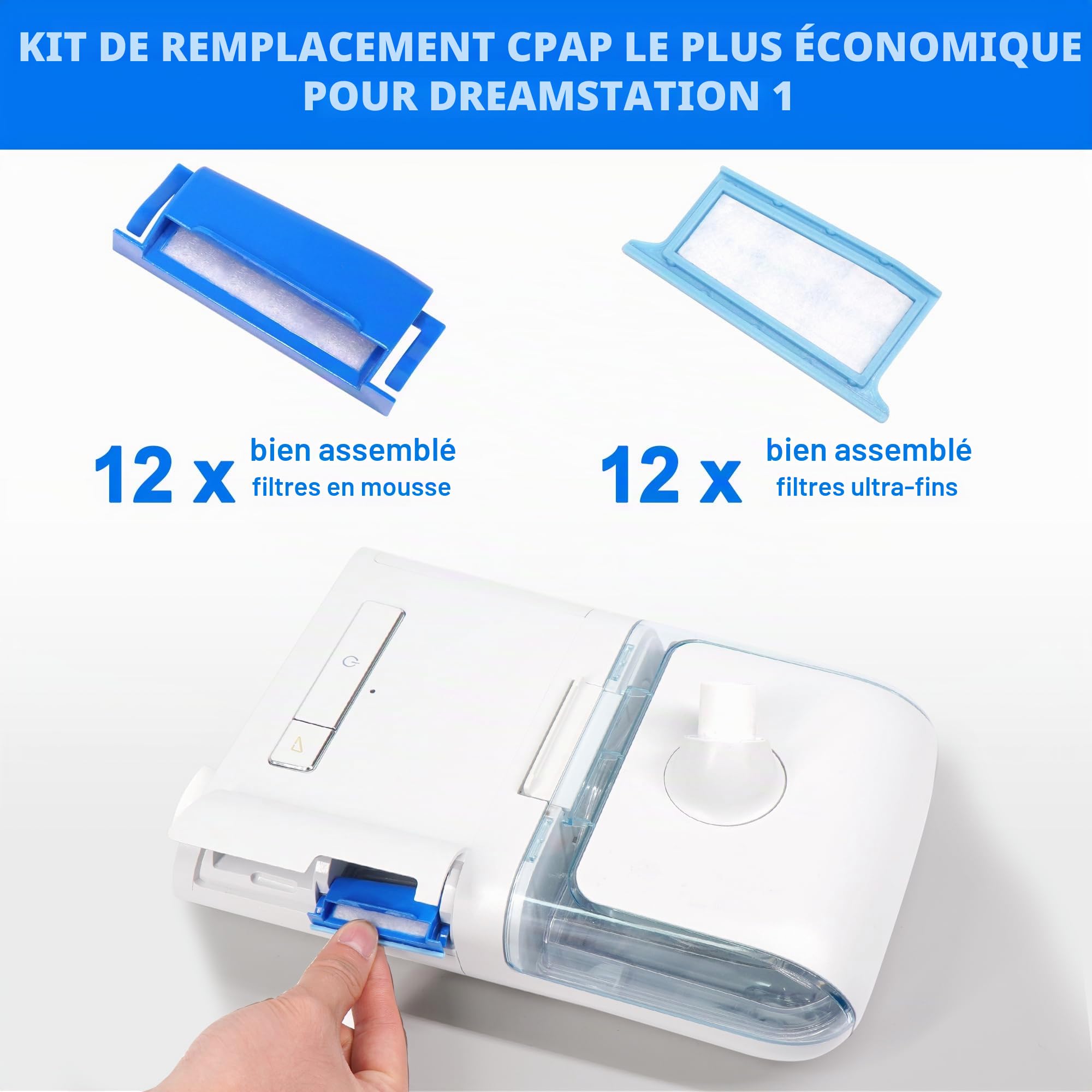 24PCS Filtres pour Dream Station 1, Comprenant 12 Filtres à Pollen Assemblés et 12 Filtres Ultra-fins, Filtres CPAP de Remplacement Fournis par BlessEase