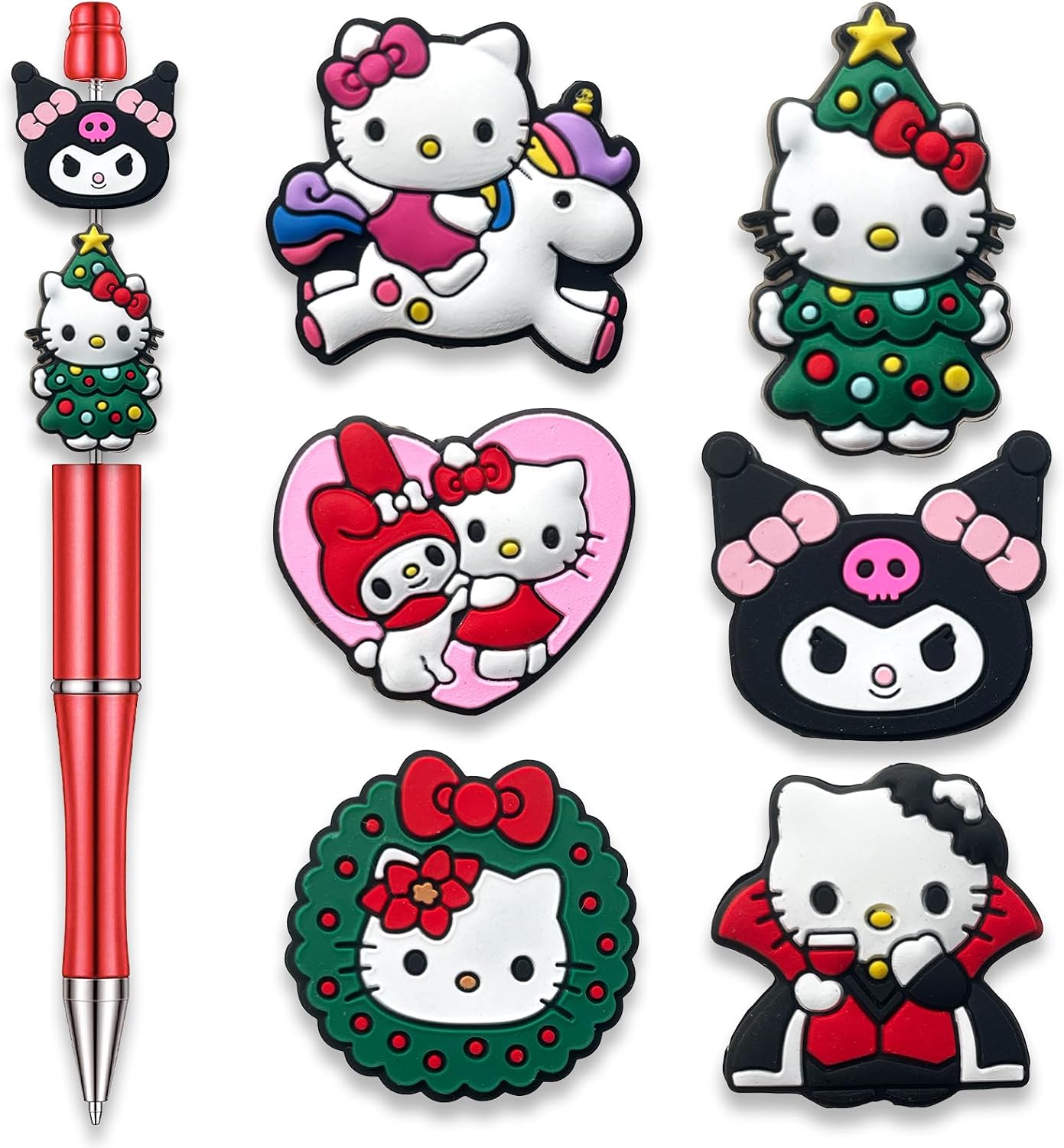 Cute Animals Focal Beads for Pens, Cartoon Silicone Focal Beads for Making DIY Bead Pens Keychain Jewelry (Style-4)