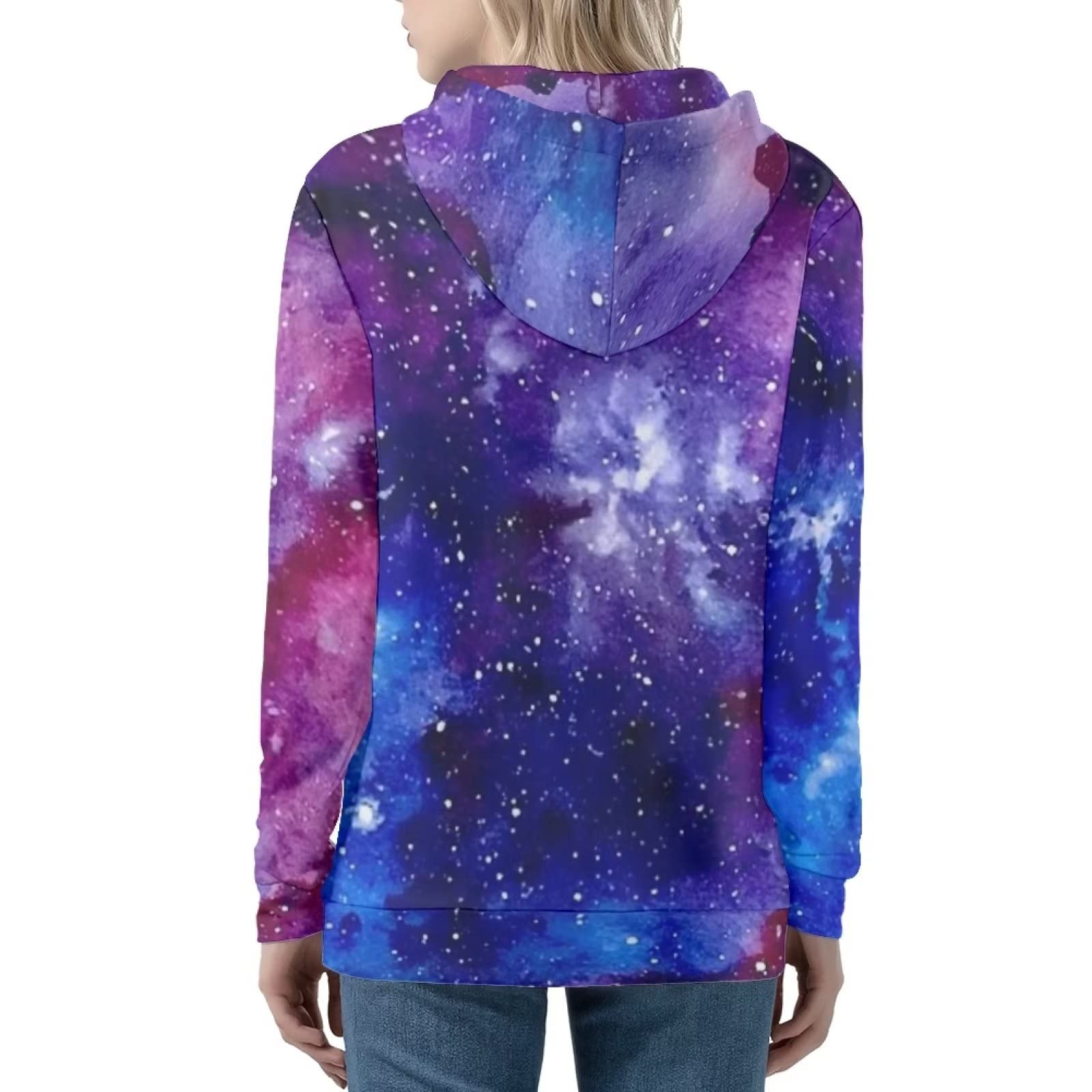 Xoenoiee Y2K bluza z kapturem damska bluza z zamkiem błyskawicznym dziewczęca kurtka uliczna długi rękaw oversize swetry z kapturem luźny krój, Galaxy 2, XS