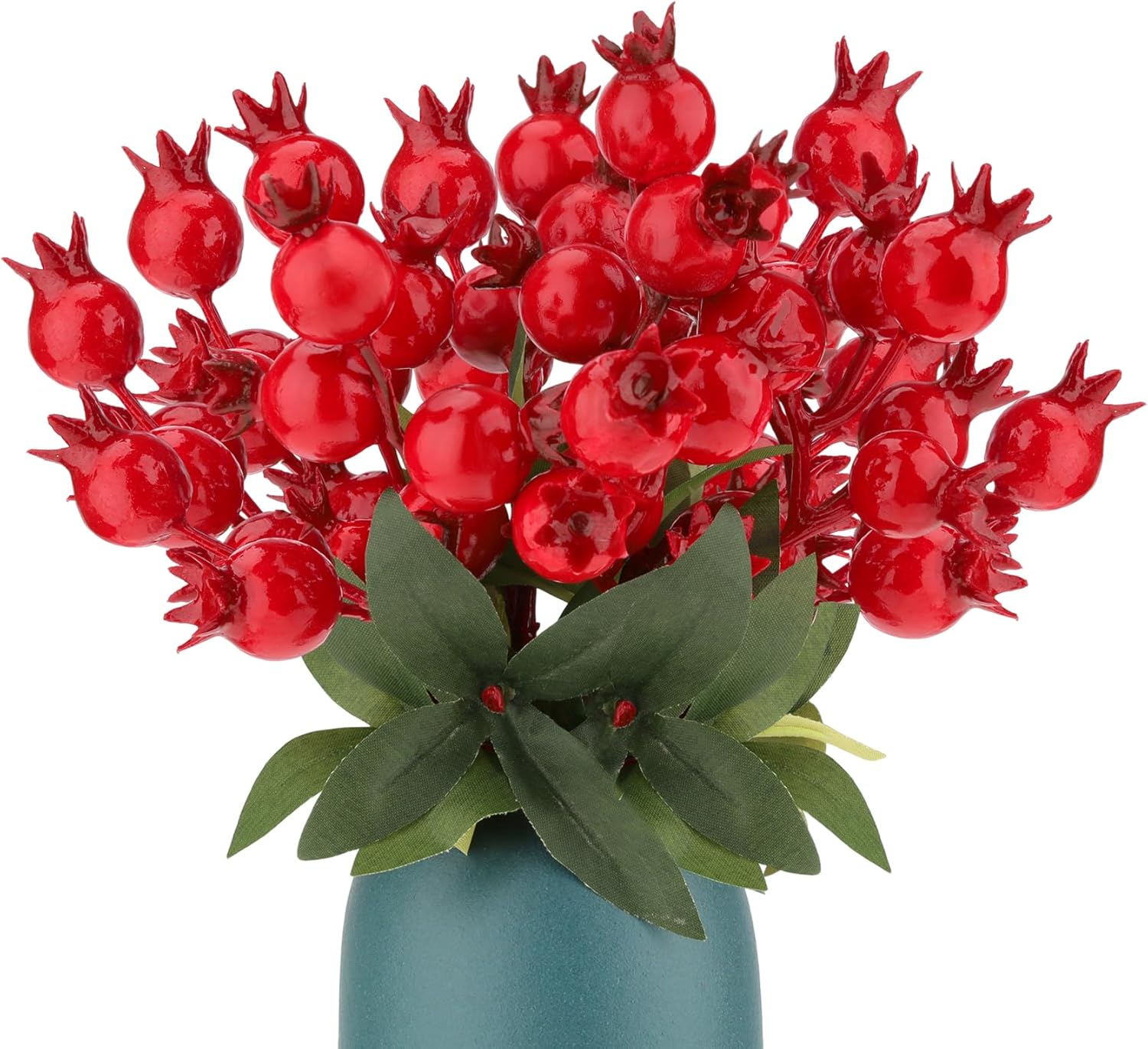 Woration10pcs Artificial Berries Picks Fake Red Holly Stems Branches for Christmas Faux Berry Floral Arrangements Ornaments Wreath Crafts Wedding Holiday Home - 14inch
